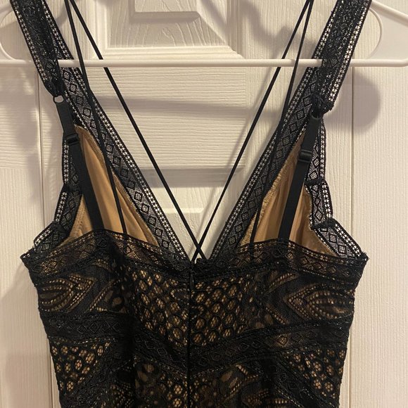 Guess Black Lace Maxi Dress with Nude Underlay - Picture 4 of 6